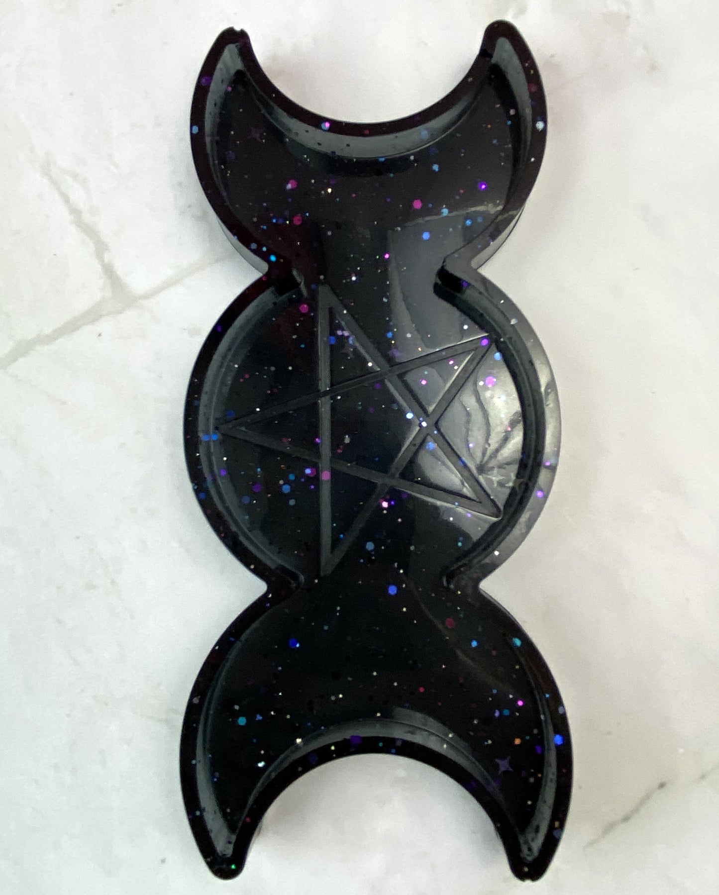 Black Glitter Triple Moon Ring Dish | Trinket Dish | Handmade Home Décor