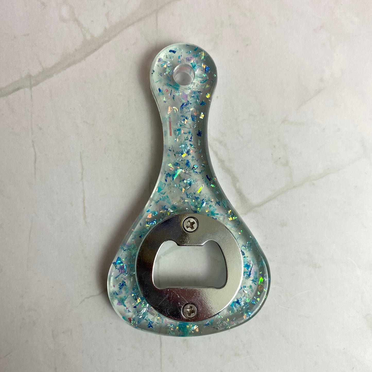 Blue Iridescent Flake Paddle Bottle Opener | Handmade Barware | PRIDE 2024