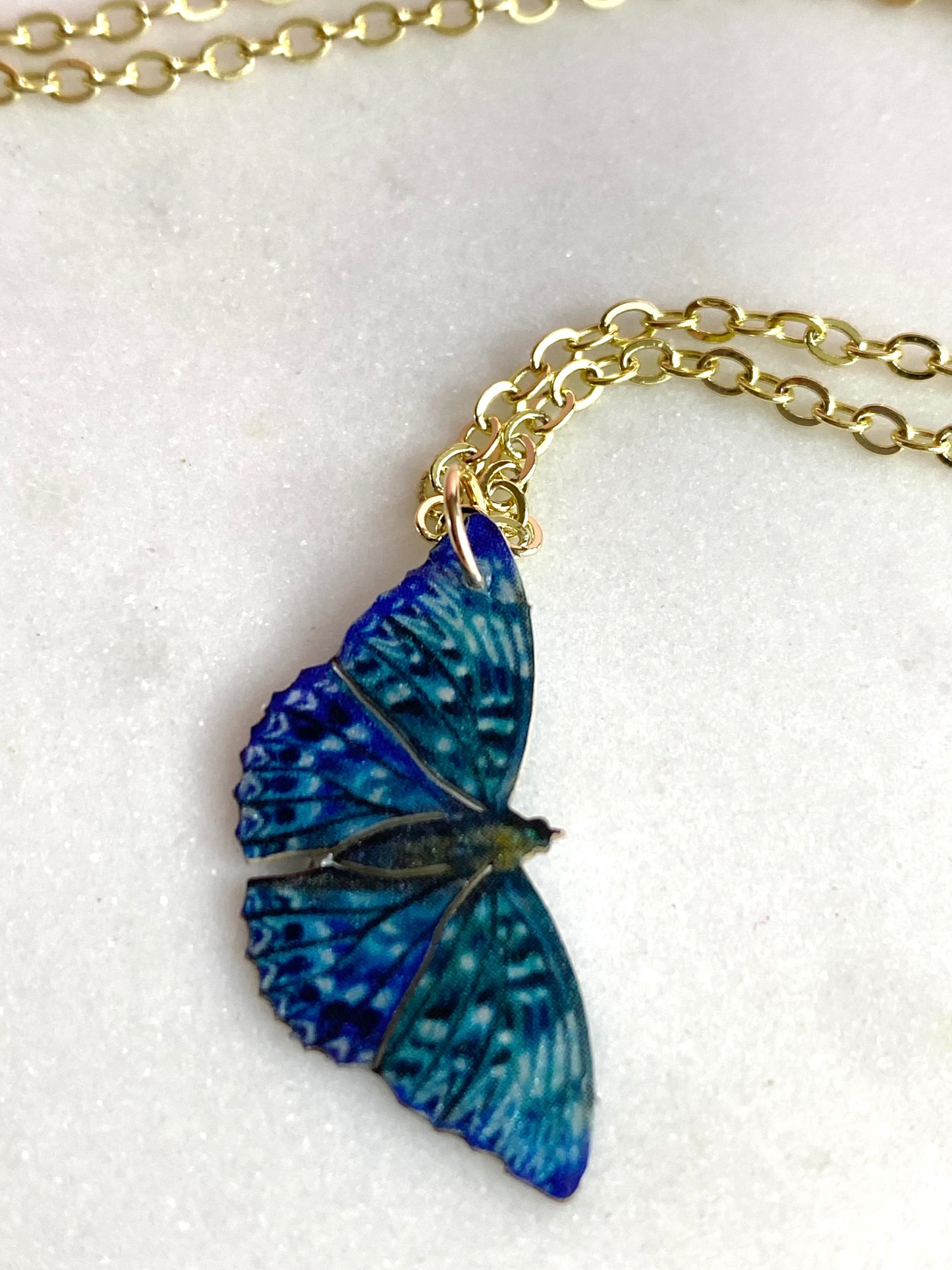 Dark Blue Butterfly Necklace | Handmade Jewelry