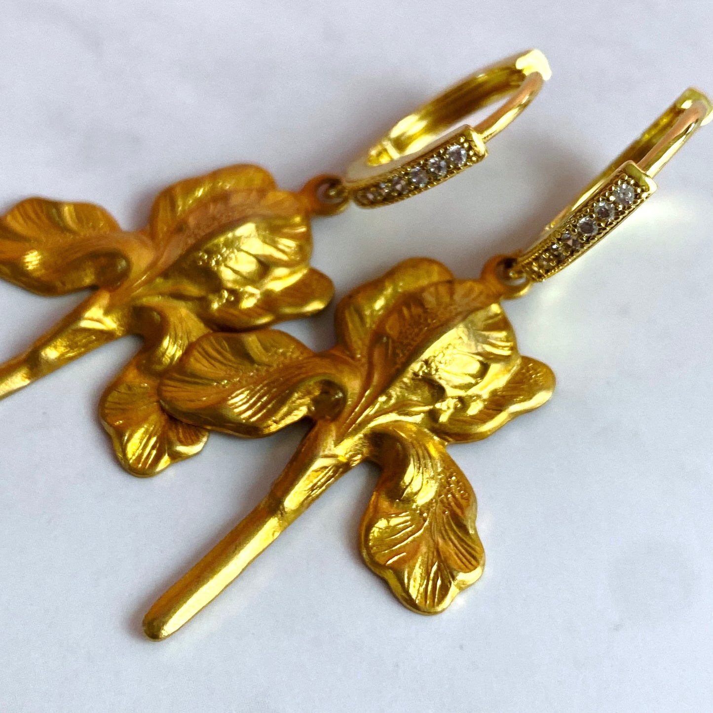 Dainty Iris Gold-Plated Huggie Hoop Earrings | Handmade Jewelry