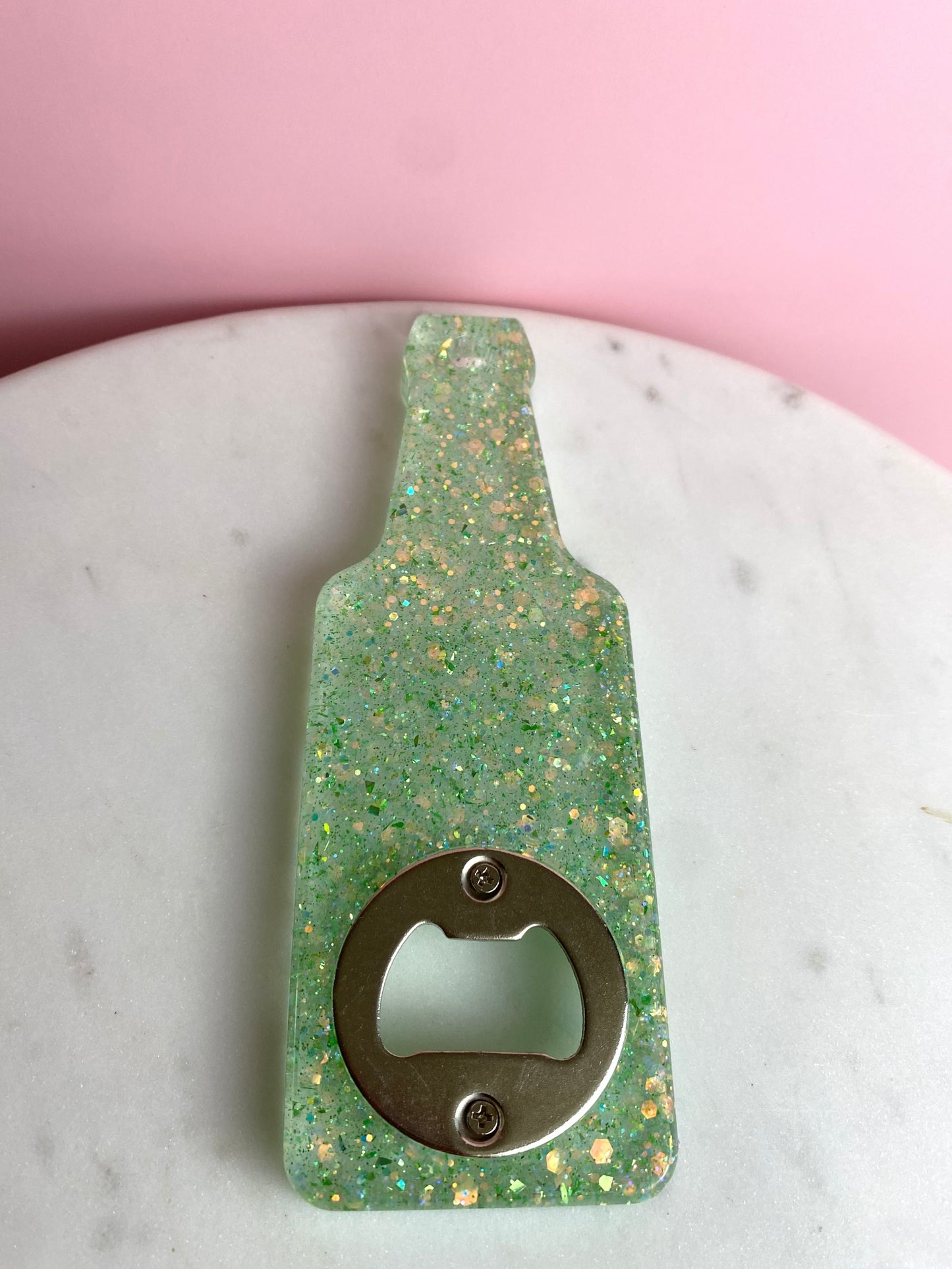 Light Green Glitter Bottle Opener | Handmade Barware