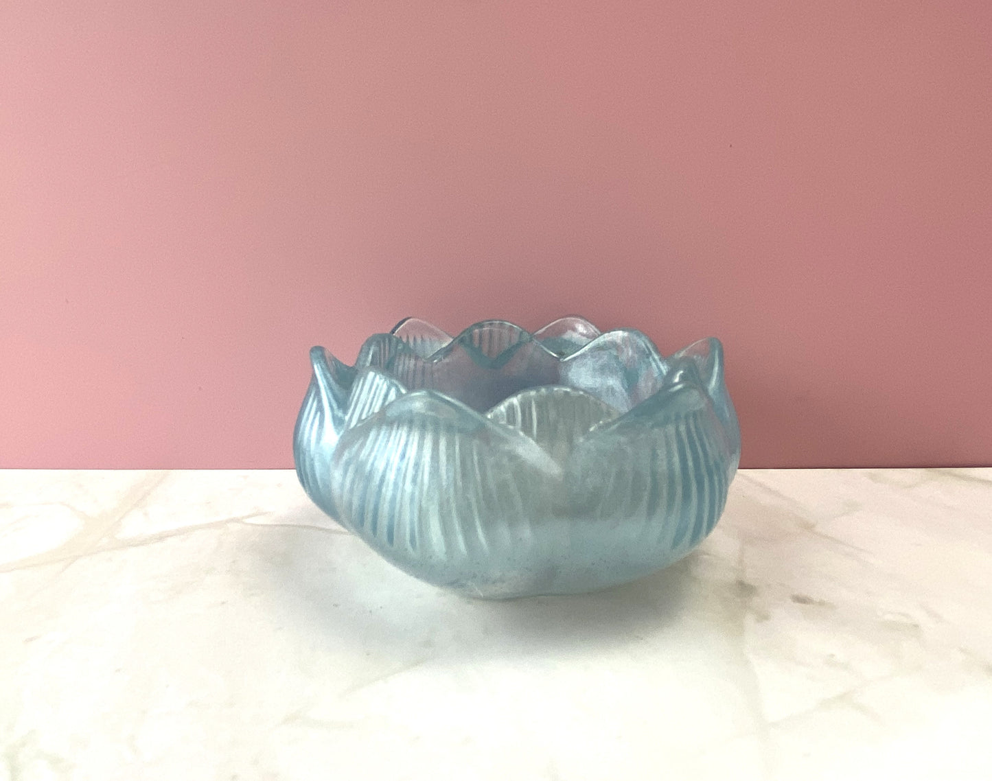 Blue Pearl Lotus Candle Holder | Handmade Home Decor