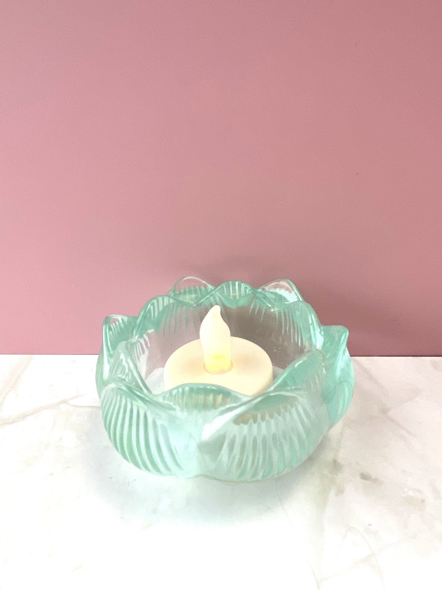 Mint Pearl Lotus Candle Holder | Handmade Home Decor