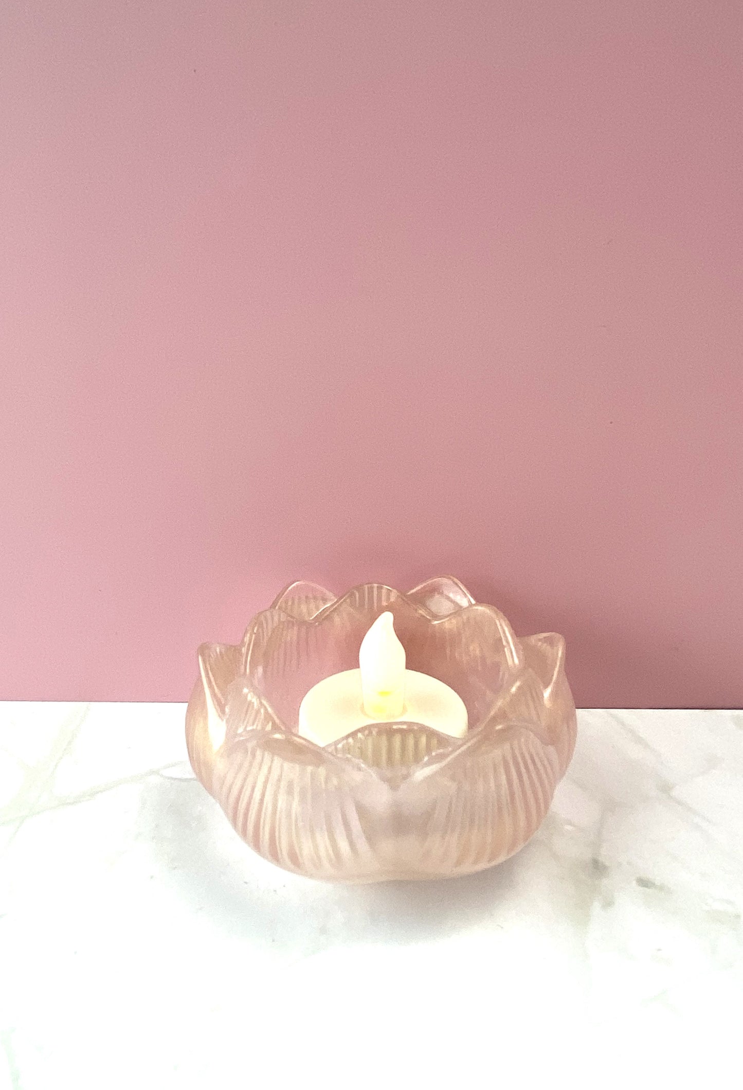 Pink Pearl Lotus Candle Holder | Handmade Home Decor