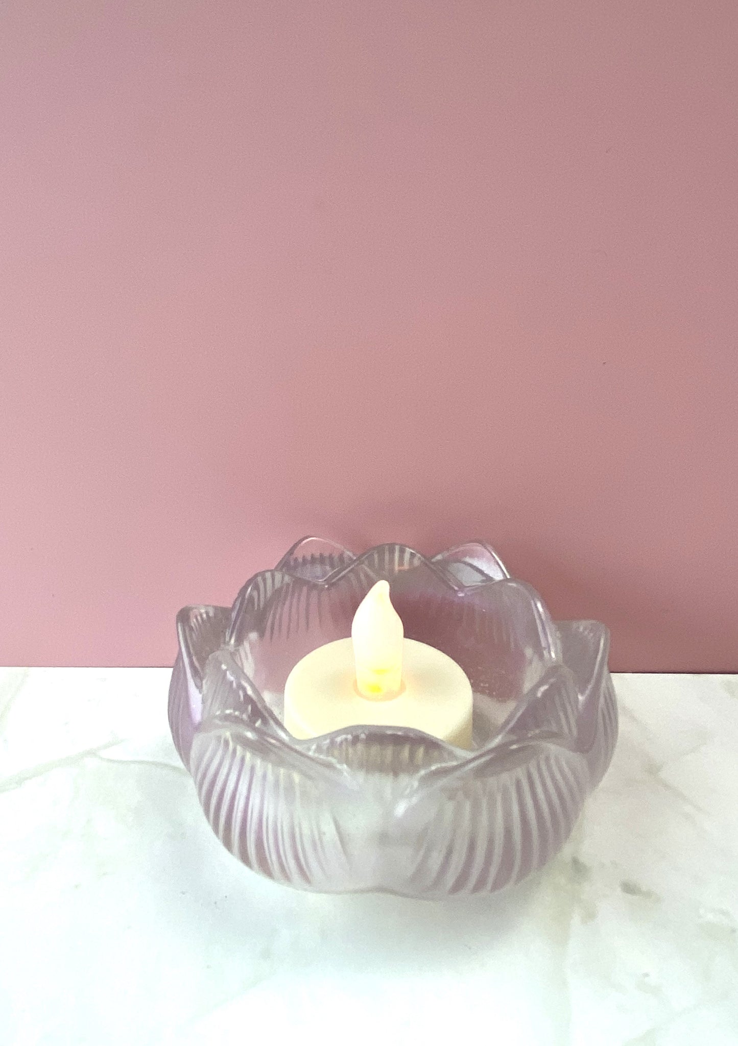 Purple Pearl Lotus Candle Holder | Handmade Home Decor