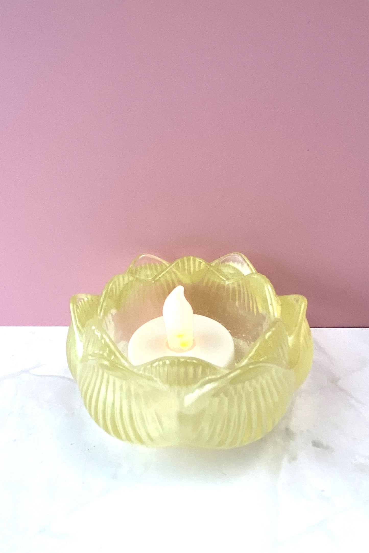 Yellow Pearl Lotus Candle Holder | Handmade Home Decor