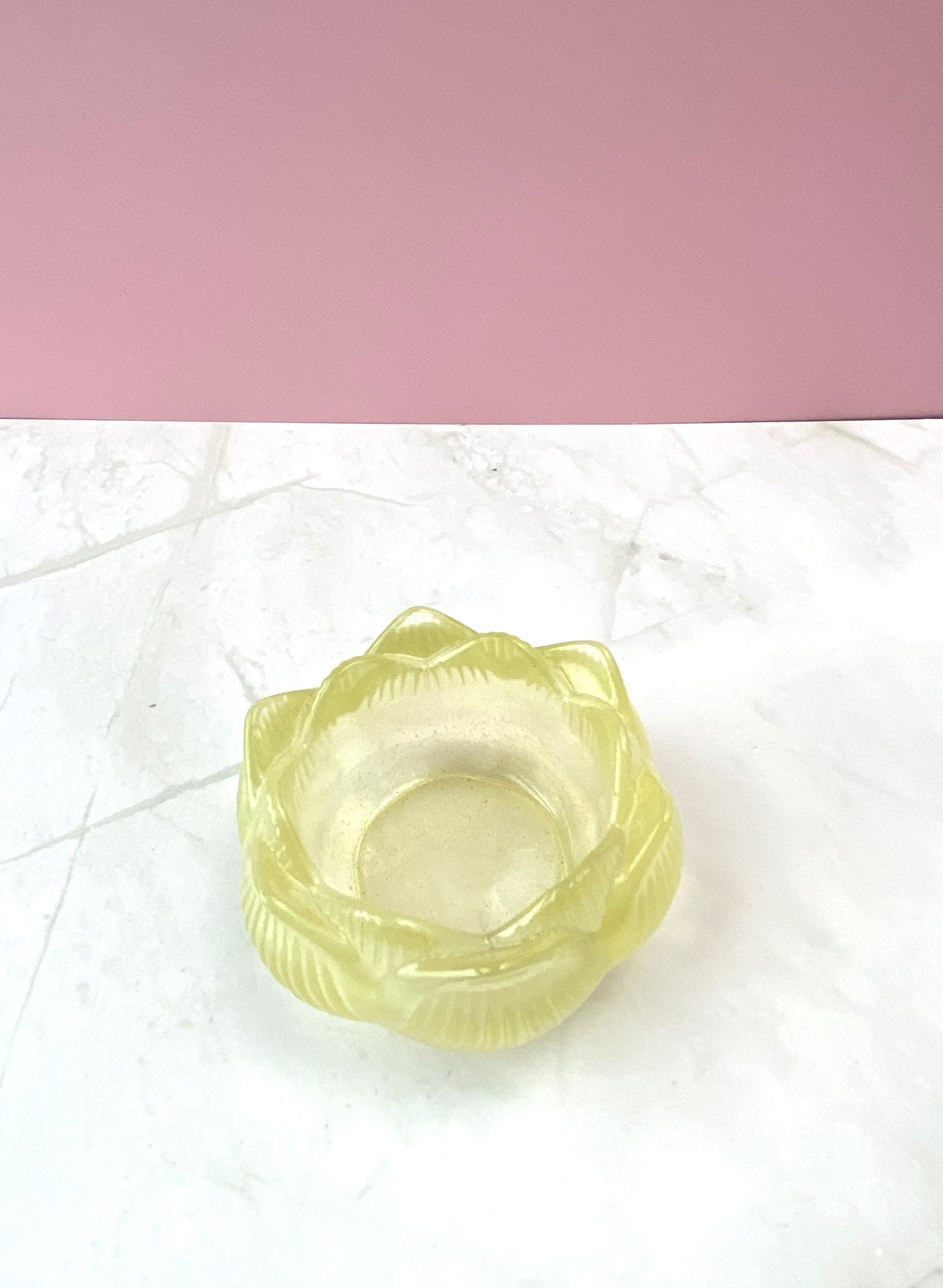Yellow Pearl Lotus Candle Holder | Handmade Home Decor