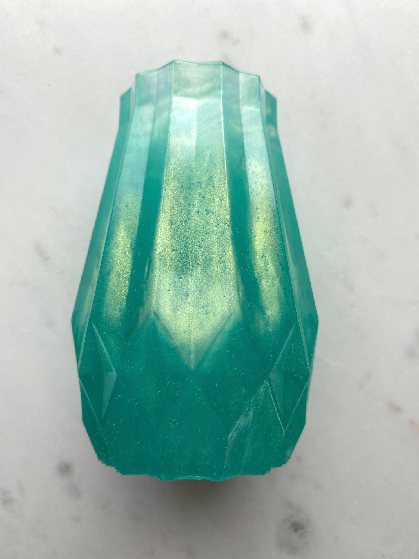Small Bud Vase with Macramé Hanger | Green Pearl | Handmade Home Décor