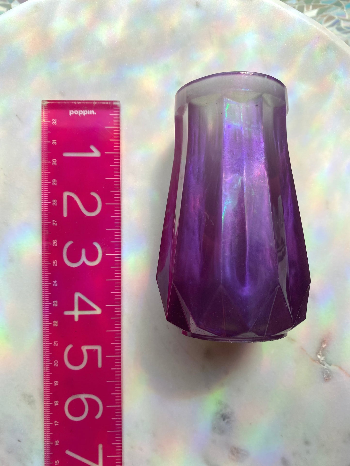 Small Bud Vase with Macramé Hanger | Purple Pearl | Handmade Home Décor