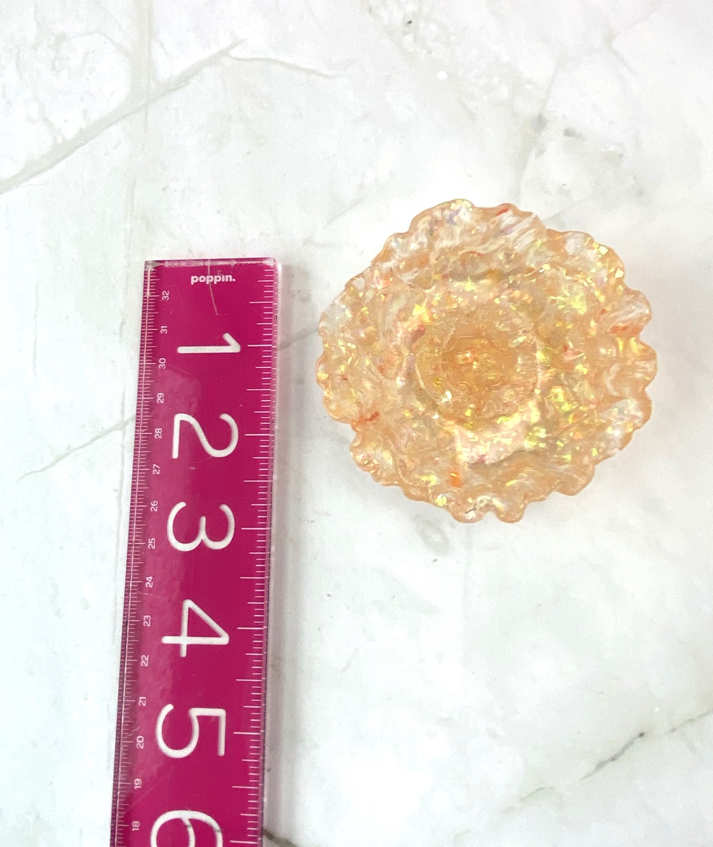 Orange Glitter Poppy Flower Ring Dish | Handmade Home Décor