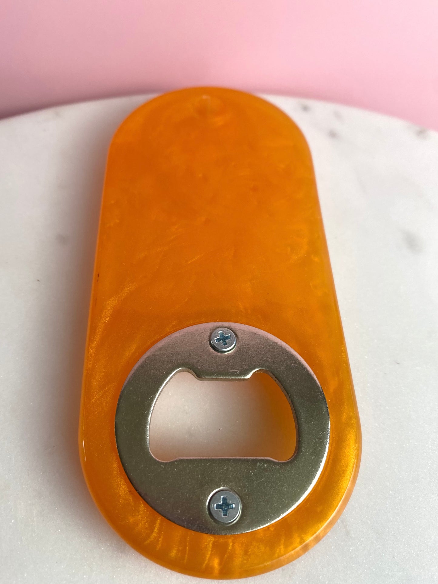 Orange Pearl Oval Bottle Opener | Handmade Barware