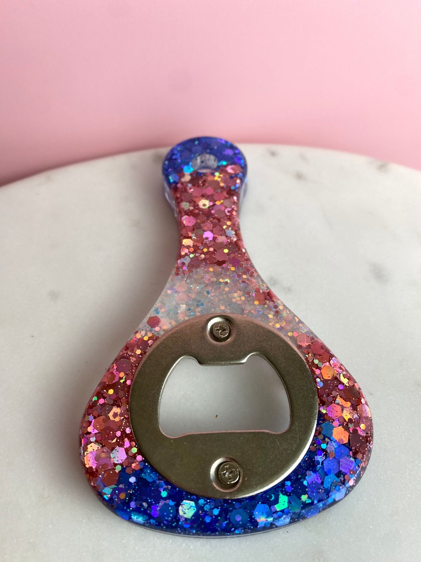 Trans Flag Glitter Paddle Bottle Opener | Handmade Barware | PRIDE 2024
