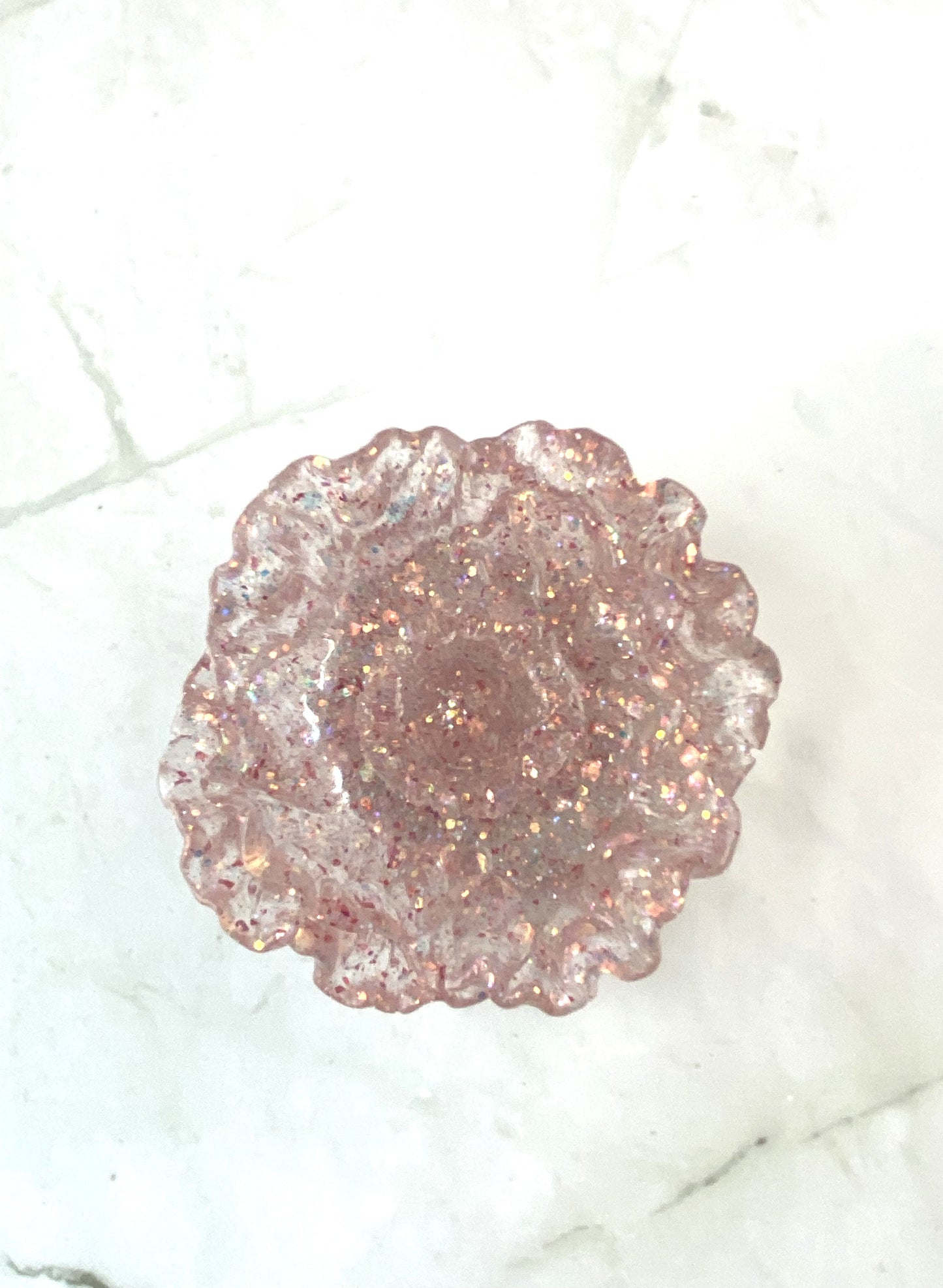 Pale Pink Glitter Poppy Flower Ring Dish | Handmade Home Décor