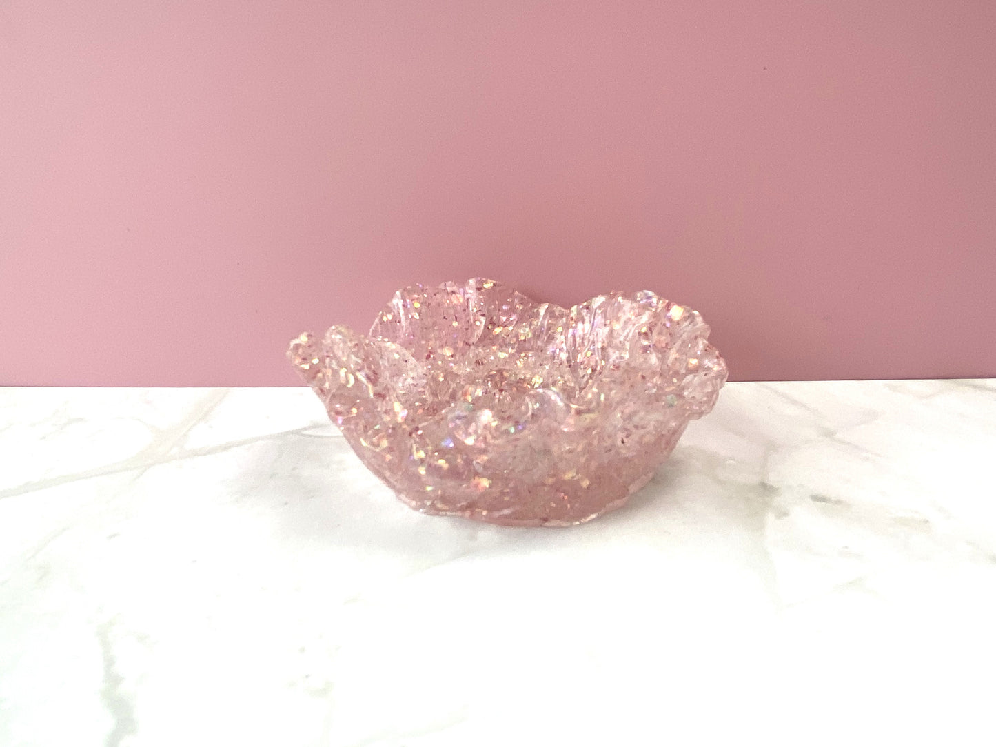 Pale Pink Glitter Poppy Flower Ring Dish | Handmade Home Décor