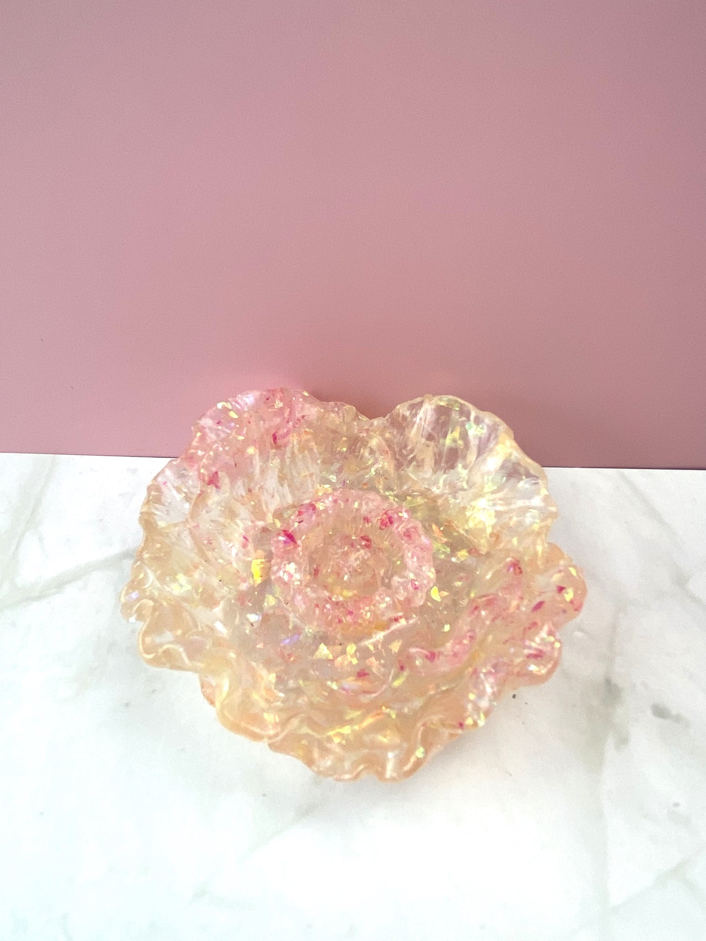 Pink & Orange Glitter Poppy Flower Ring Dish | Handmade Home Décor