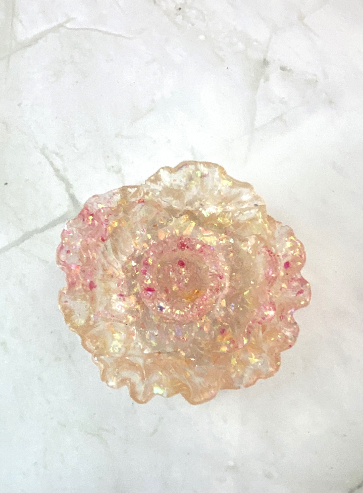 Pink & Orange Glitter Poppy Flower Ring Dish | Handmade Home Décor