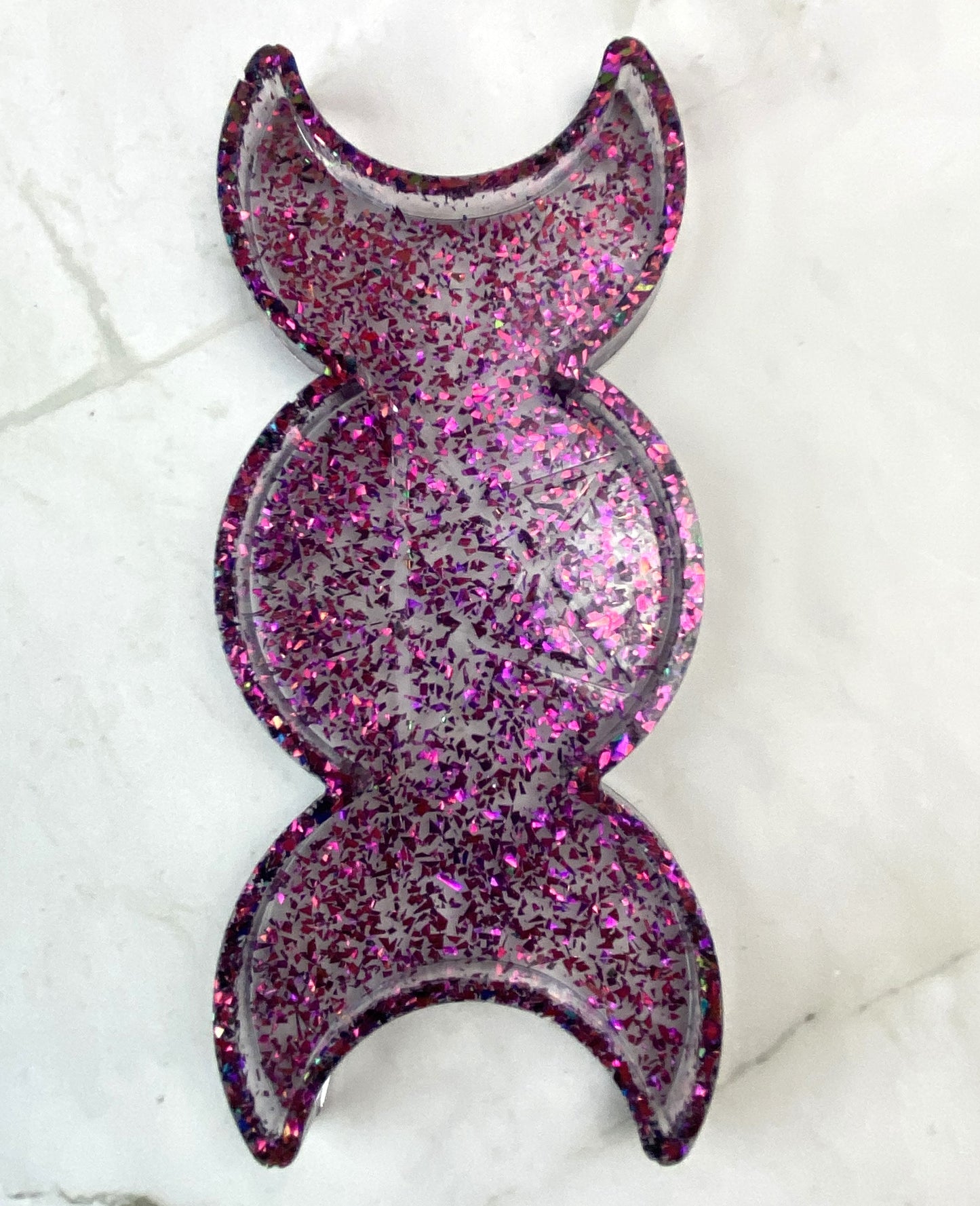 Purple Glitter Triple Moon Ring Dish | Trinket Dish | Handmade Home Décor
