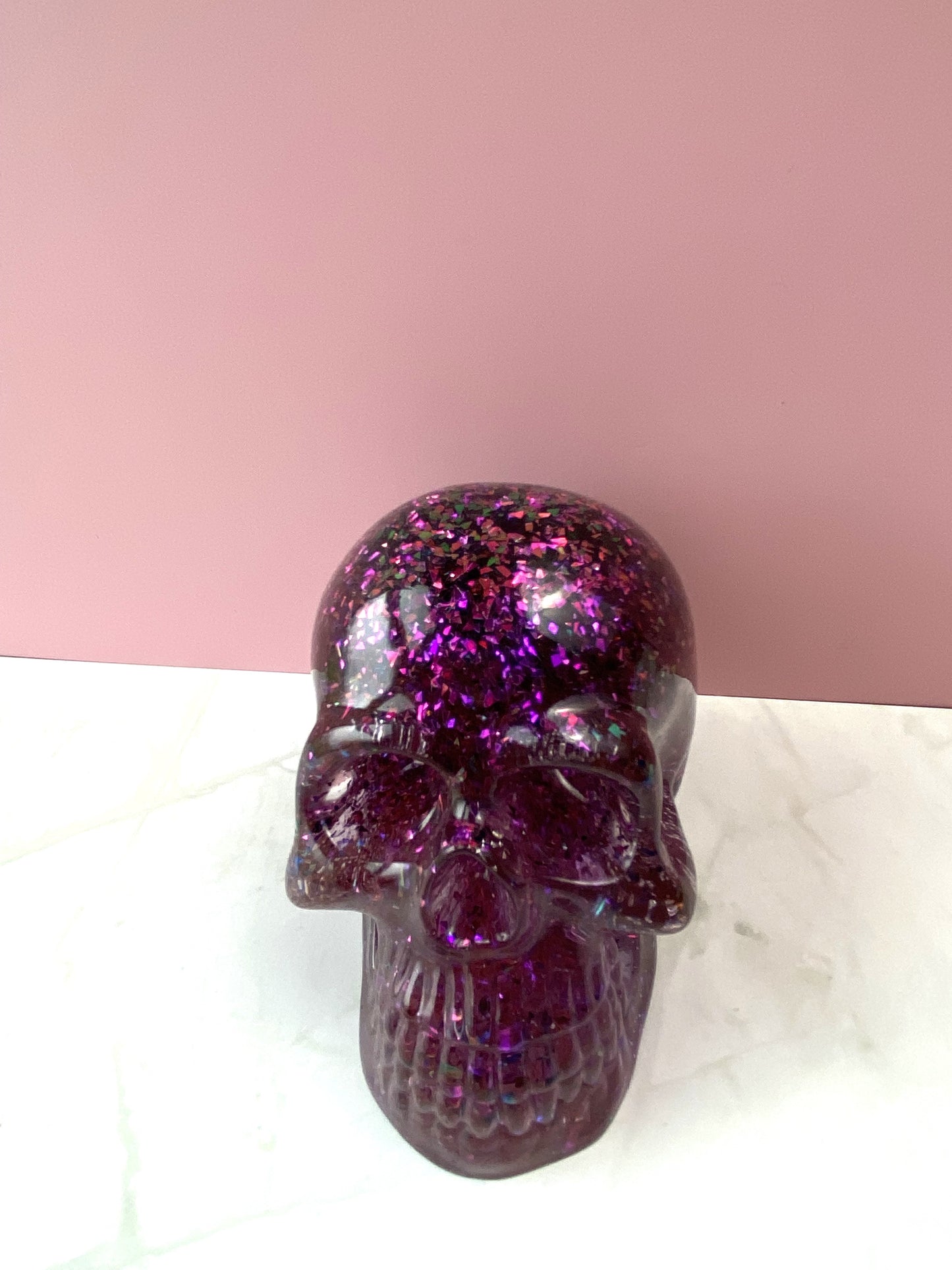 Purple Glitter Skull | Resin Art | Handmade Home Décor