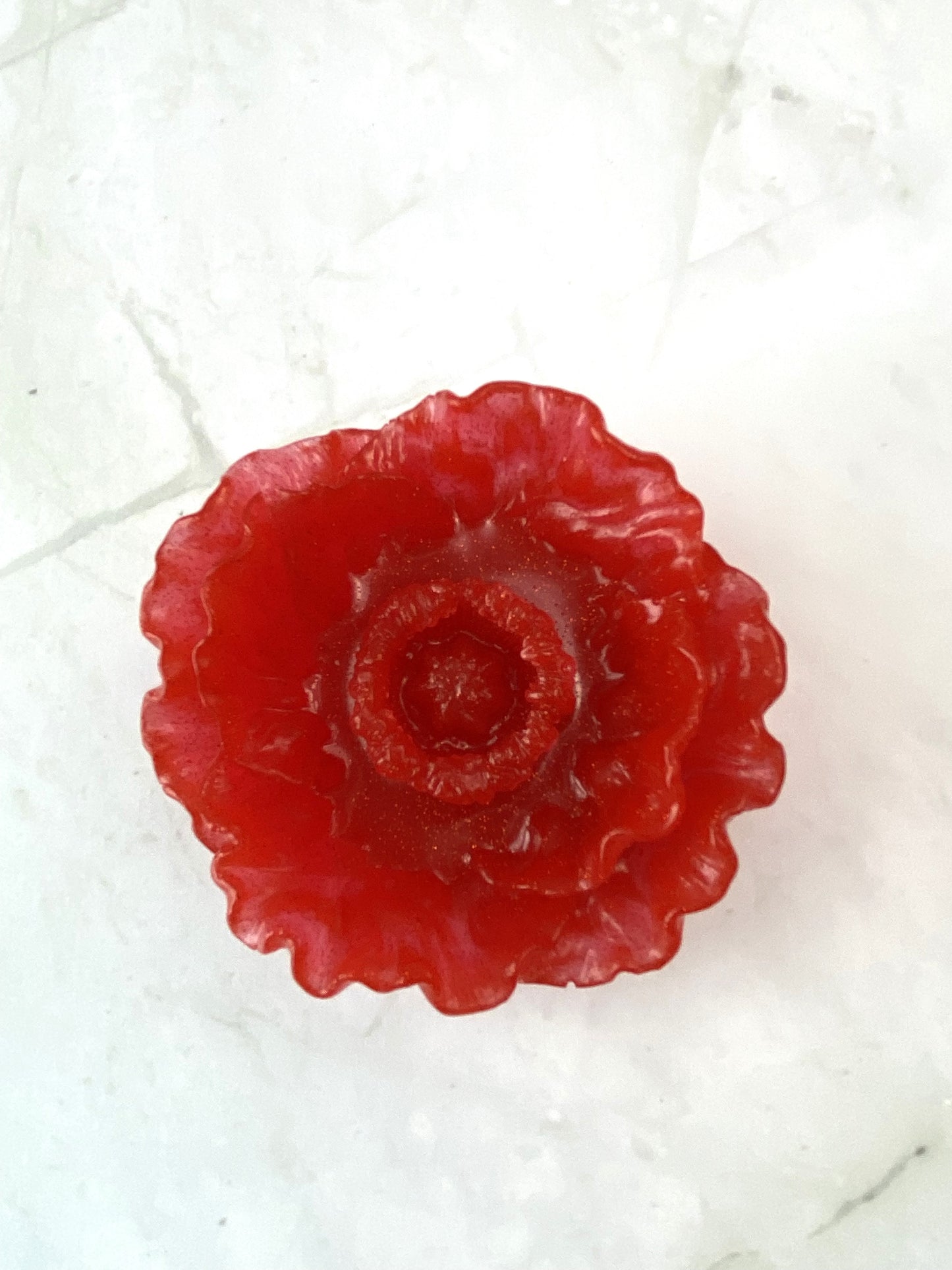 Red Glitter Poppy Flower Ring Dish | Handmade Home Décor