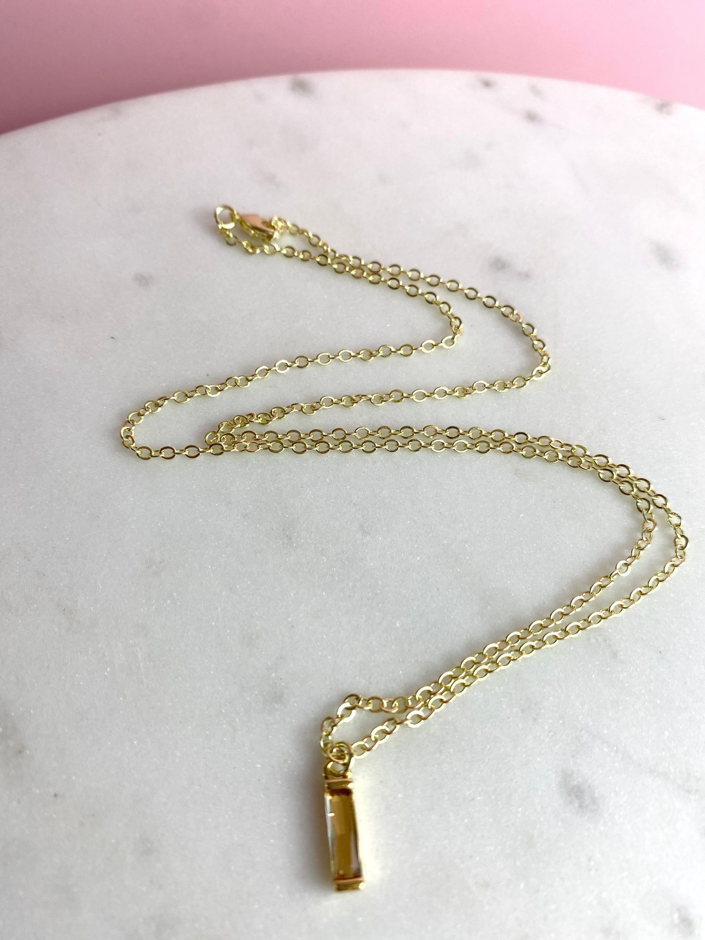 Dainty Gold-Plated Topaz Cubic Zirconia Bar Necklace | Handmade Jewelry