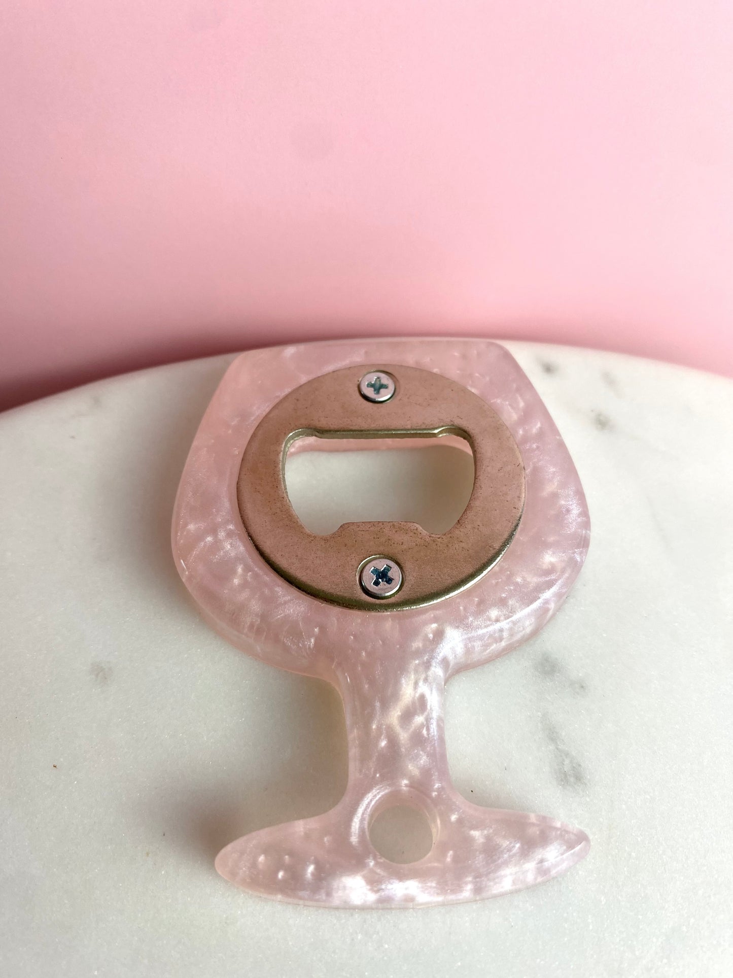 Light Pink Pearl Wineglass Bottle Opener | Handmade Barware