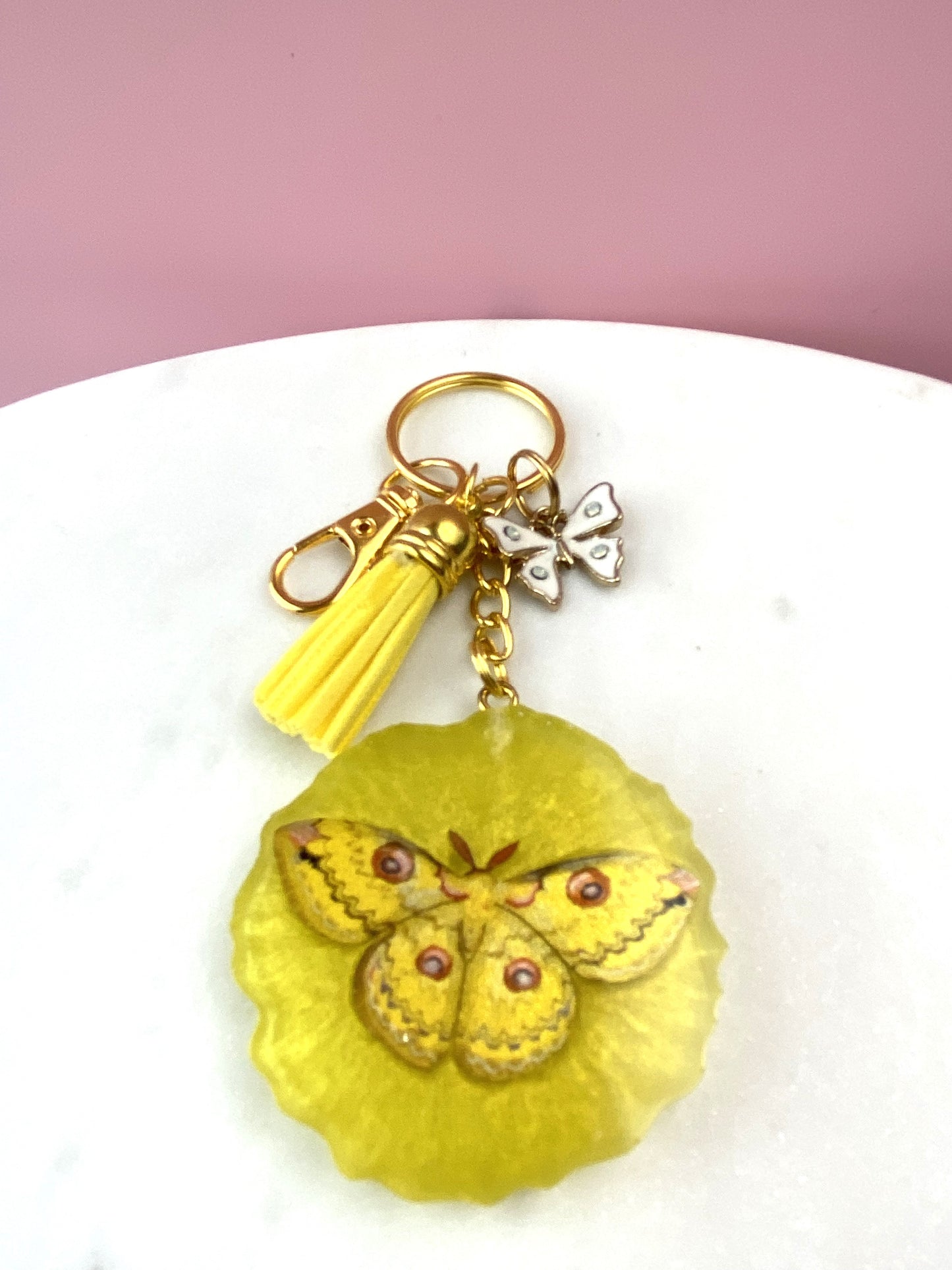 Butterfly Keychain | Yellow Moth | Handmade Accessories