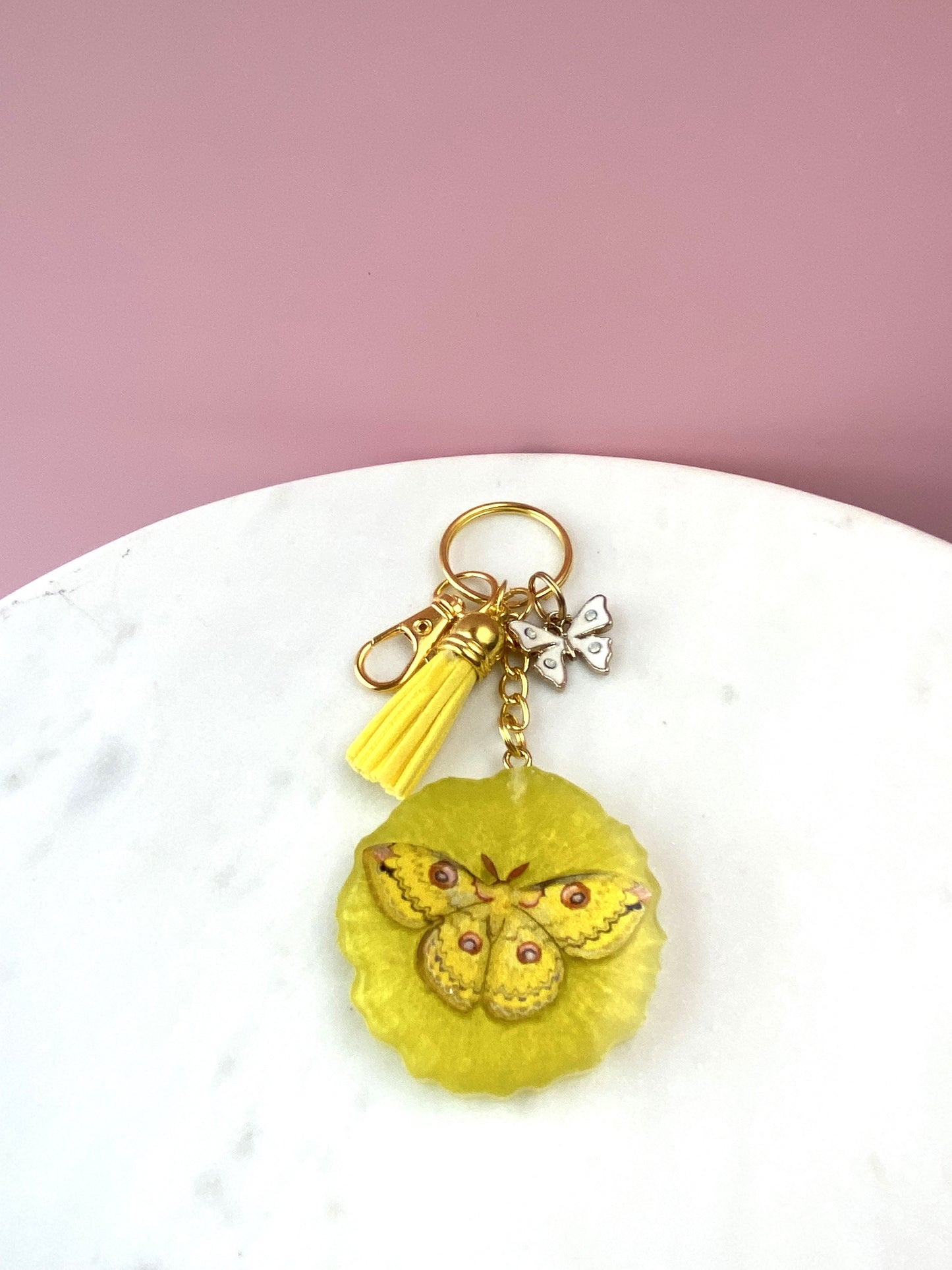 Butterfly Keychain | Yellow Moth | Handmade Accessories